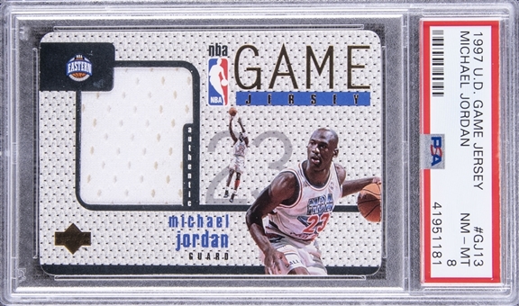 1997-98 Upper Deck Game Jersey #GJ13 Michael Jordan Jersey Patch – PSA NM-MT 8